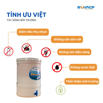 Bình lọc nước uống trực tiếp SWACF 20L | CWF, lõi lọc 10L, tốc độ lọc 2-4 lít/giờ, giữ khoáng thiết yếu - Công nghệ Mỹ