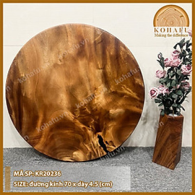 Mặt Bàn Tròn Gỗ Me Tây KOHAFU - Đường kính 70cm - Hàng Sẵn Thực Tế Y Hình 