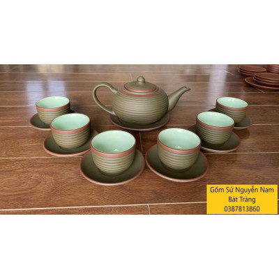 Ấm chén tử sa dáng tống ganh xanh