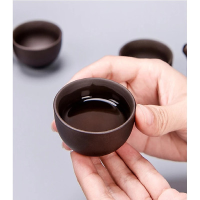 Bộ Bình Trà Tử Sa Mini Có Túi Đựng Đi Du Lịch Tiện Lợi Thích Hợp 2 - 4 Người Dùng Gồm 1 Ấm Trà, 4 Tách, 1 Bình Đựng Trà - Hàng chính hãng 