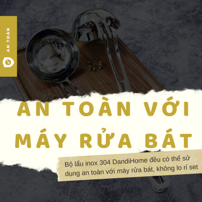 Combo các loại muỗng lẩu DandiHome inox cao cấp, sáng bóng