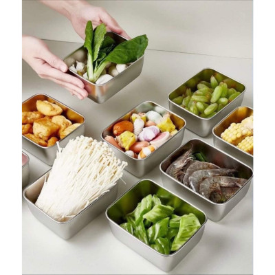 Hộp Đựng Thực Phẩm INOX Có Nắp Nhựa