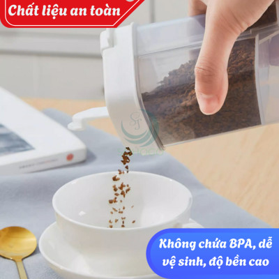 Hũ Gia Vị Đa Năng 3 Ngăn Nắp Gạt Thông Minh- Lọ Đựng Gia Vị Mini Đa Dụng Chia Ngăn- Hộp Đựng Muối, Đường, Tiêu 3 Trong 1- Hũ Gia Vị Nắp Đậy Tiện Dụng Có Lỗ Rắc