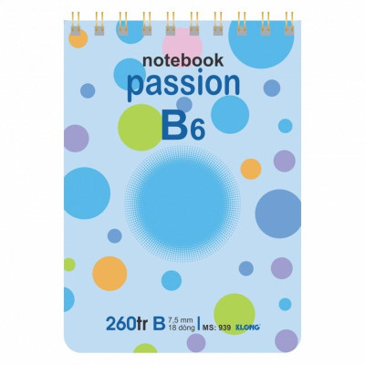Sổ kẻ ngang lò xo kép ngang KLONG B6 260 trang 70/76; MS: 939