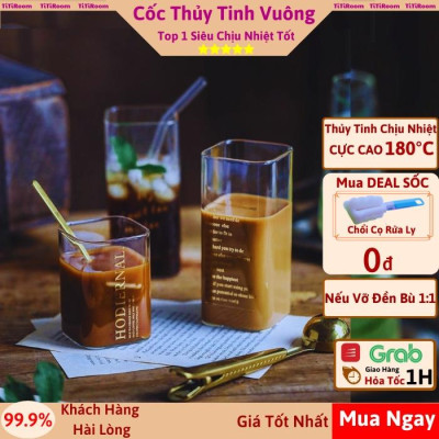 Ly thủy tinh Cốc thủy tinh vuông uống nước cà phê cao cấp dễ thương Ly cocktail cute uống trà sinh tố decor đẹp TiTiRoom