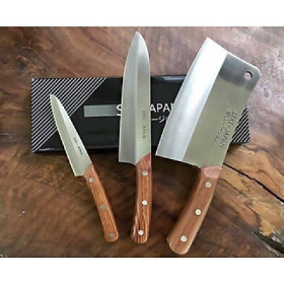 Bộ 3 Dao SEKI NHẬT BẢN. Bộ sp gồm: dao CHẶT XƯƠNG, dao THÁI THỊT, dao GỌT rau củ quả - NỘI ĐỊA NHẬT BẢN