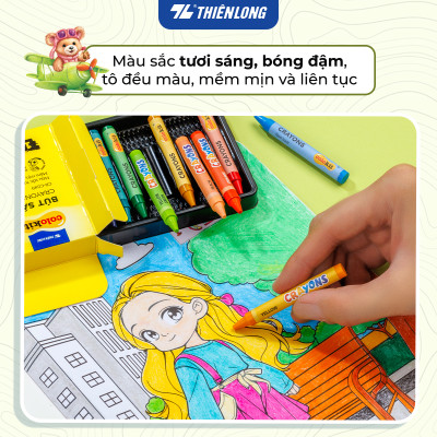 Bút sáp 12/18 màu Thiên Long Colokit - Màu sắc tươi sáng Phủ đều màu Bền màu