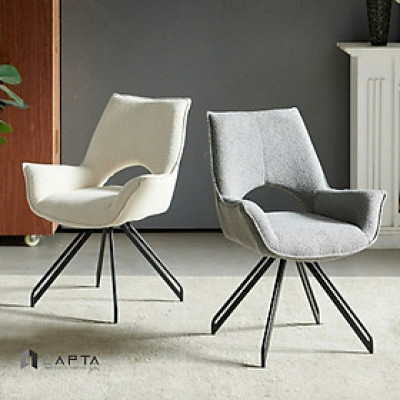 Ghế trang điểm vải lông cừu màu trắng kem CRAB 5A-F Nội thất Capta Ghế ăn nhập khẩu bọc vải êm ái mềm mại chân sắt sơn tĩnh điện màu đen tại tp hcm