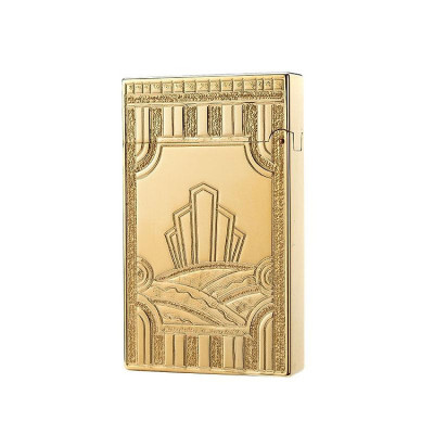 Vỏ Hột Quẹt Bật Lửa Upon Khắc Chìm 3D Dòng Sông Seine D87V Màu Vàng - Dùng Gas Đá Cao Cấp
