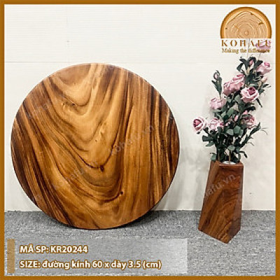 Mặt Bàn Tròn Gỗ Me Tây KOHAFU Đường Kính 60cm - Hàng Y Hình