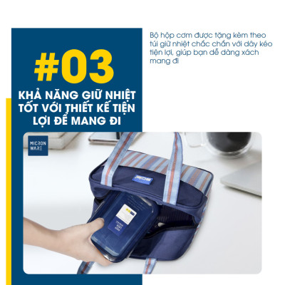 Bộ hộp cơm thủy tinh kèm túi 9098/2