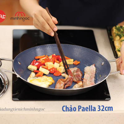 [Hàng chính hãng-iMat] Chảo đa năng iMat Hybrid Paella size đại 32cm,chống dính Ceramic lòng xanh