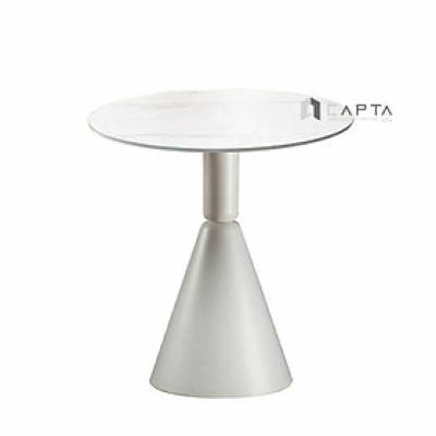 Bàn cafe tiếp khách mặt đá TE KORIN-07E Nội thất Capta Bàn tiếp khách văn phòng mặt đá phiến chân sắt sơn tĩnh điện trăng đen hcm