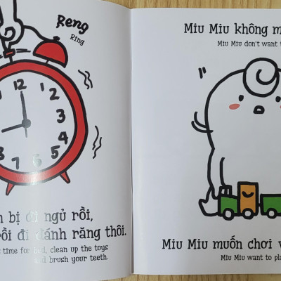 Sách Ehon Miu Miu Tự Lập Phần 1 Song Ngữ - Đánh Răng Song Ngữ