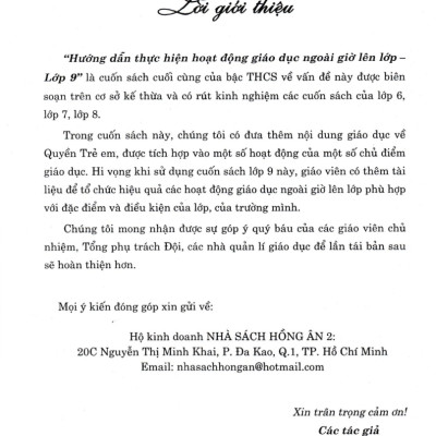 Hướng Dẫn Thực Hiện Hoạt Động Giáo Dục Ngoài Giờ Lên Lớp - Lớp 9 (Dùng Chung Cho Các Bộ SGK Hiện Hành) - HA
