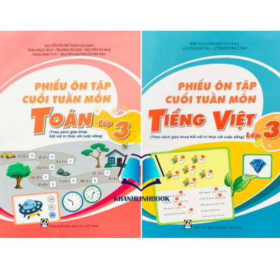Sách - Combo phiếu ôn tập cuối tuần môn toán + tiếng việt + tiếng anh 3 ( kết nối )
