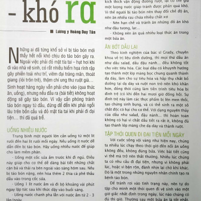 Y Học Phổ Thông Dành Cho Mọi Người - Chuyên Đề: Táo Bón Và Trĩ
