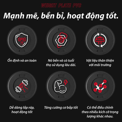 BG Bánh Tạ Nhựa 1.5kg Đặc Ruột - Tạ Miếng Nhựa -  Sẵn Kho Giao Liền