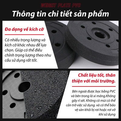 BG Bánh Tạ Nhựa 1.5kg Đặc Ruột - Tạ Miếng Nhựa -  Sẵn Kho Giao Liền