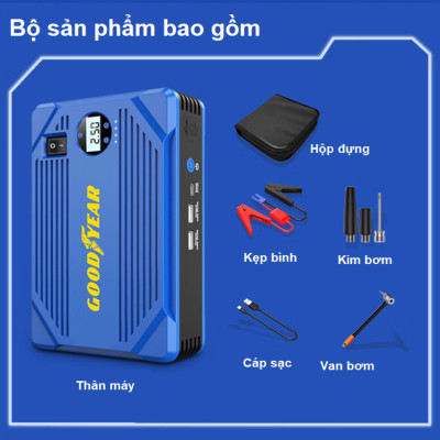 Bộ kích bình ắc quy kiêm bơm lốp và sạc dự phòng dung lượng 10400mAh dùng cho ô tô thương hiệu Mỹ cao cấp Goodyear GY-5282 - Hàng Nhập Khẩu