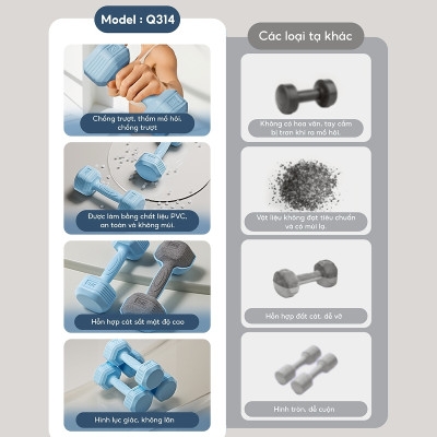 Tạ Tập Tay Nhựa 314 - 1KG Chuyên Tập Gym Yoga Pilates Thể Dục Tại Nhà