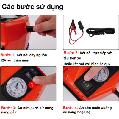 Bộ nâng kích gầm điện kiêm máy bơm lốp ô tô đa năng Dùng cho các xe có trọng tải dưới 5 tấn nhãn hiệu ROGTZ Công suất 150W - Hàng nhập khẩu