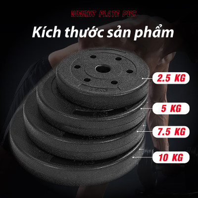 BG Bánh Tạ Nhựa 1.5kg Đặc Ruột - Tạ Miếng Nhựa -  Sẵn Kho Giao Liền