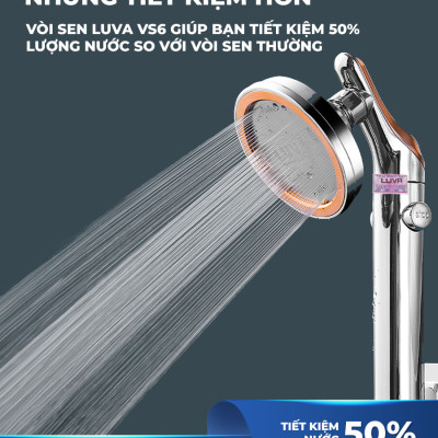 Vòi sen tắm LUVA VS6, bật tắt trên thân sen, bát sen rộng 11cm