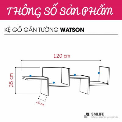 Kệ gỗ trưng bày kiểu dáng thanh lịch SMLIFE Watson