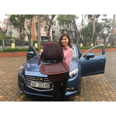 ( Dành Cho ) Bộ Tựa Lưng Lót Ghế Ô Tô Có Hạt Gỗ Massage Hàng Cao Cấp 