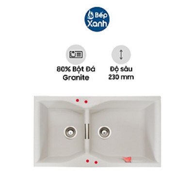Chậu Rửa Chén Carysil LAC2 - 80% Bột Đá Granite Tự Nhiên - Hàng Chính Hãng