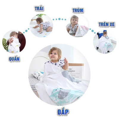 Chăn (mền) đũi cho bé từ sơ sinh đến tiểu học Bamboo Home chất liệu sợi tre thiên nhiên và sợi Cotton, siêu mềm mịn, 110x110cm - Hàng chính hãng BBH07