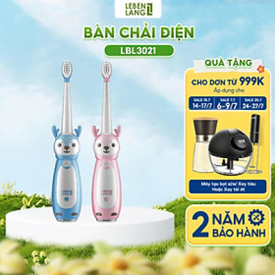 Bàn chải điện thông minh cho bé Lebenlang LBL3021, thiết kế đáng yêu cho bé, chống thấm nước IPX7, 3 chế độ, bảo hành 2 năm - hàng chính hãng