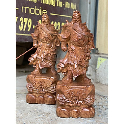 Tượng quan công sách đao gỗ hương kt cao 20