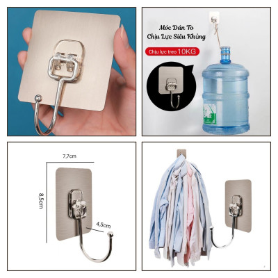 Móc phơi quần áo inox có khóa móc treo chắc chắn - 10 kẹp được phủ nhựa chống sầy xước khi phơi đồ ( tặng móc dán inox to ) Hàng Cao Cấp 
