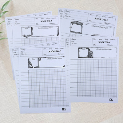 Giấy kiểm tra 4 ô ly giấy trắng dày100gsm bảng kẻ sẵn đẹp tiện lợi, giấy xịn viết êm không lem không hằn, Combo 4: 28 tờ GKTL1-09 Green Art  dòng - Hàng chính hãng