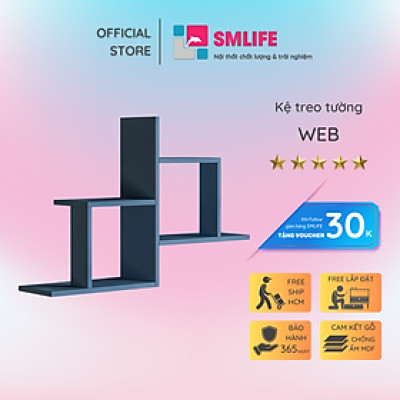 Kệ gỗ trang trí phòng khách gia đình SMLIFE Web