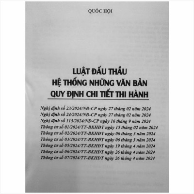 Sách Luật Đấu Thầu – Hệ Thống Những Văn Bản Quy Định Chi Tiết Thi Hành (V2474T)