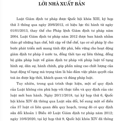 Luật Giám định tư pháp (hiện hành) (sửa đổi, bổ sung năm 2018, 2020) 
