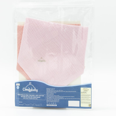 Set 2 yếm tam giác cho bé giữ ấm cổ từ sơ sinh tới 1 tuổi - 2 lớp vải Muslin cotton 100% - Comfybaby