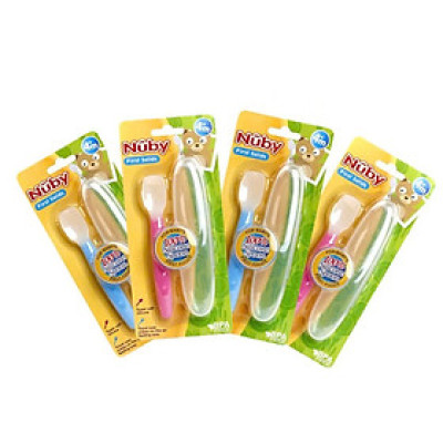 [ 5490-Nuby ] Thìa ăn dặm cao cấp, 100% silicone, dành cho trẻ từ 4 tháng tuổi trở lên ( NSX 10.06.2022 )