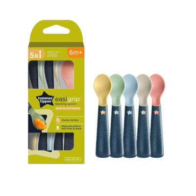 Thìa Tập Ăn Bề Cho Bé Tommee Tippee Easigrip Từ 6 Tháng (Bộ 5 Thìa)