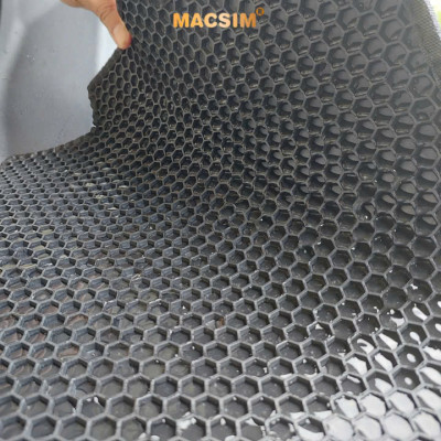 Thảm 2 lớp (sd3) dạng lưới lục giác cho Hyundai Custin màu ghi  bề mặt cao su siêu sạch nhãn hiệu Macsim