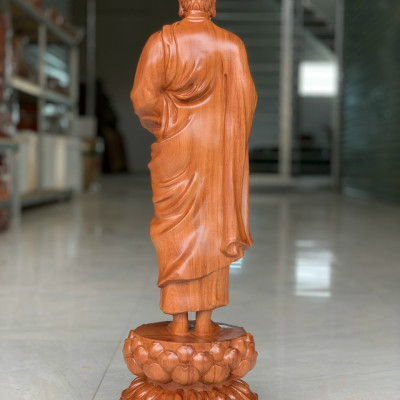 Tượng phật thích ca khất thực bằng gỗ hương đá kt cao 23cm