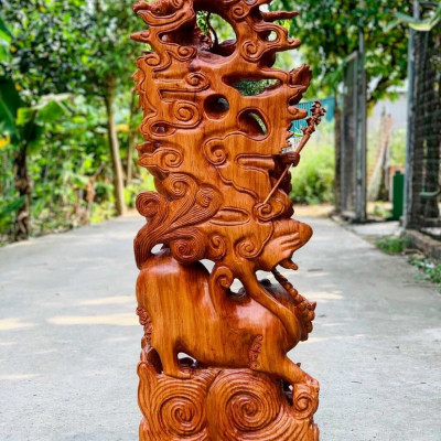 Tượng đạt ma sư tổ bằng gỗ hương đá kt cao 100×36×17cm