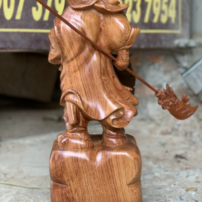 Tượng quan công sách đao gỗ hương kt cao 20