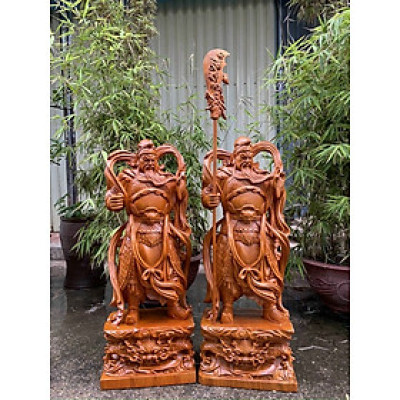 Tượng quan công cầm đao đứng trên đầu rồng kt cao 50