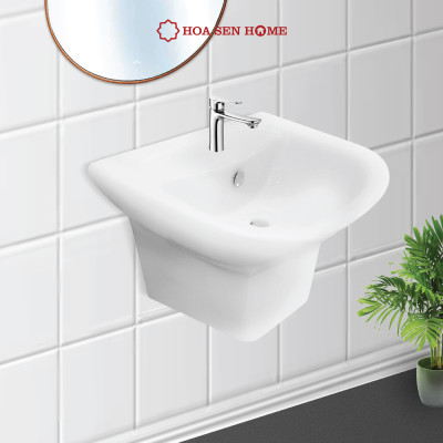 Lavabo treo tường TUSLO COCL002 liền thân, thiết kế hiện đại với sứ trắng cao cấp, chống ố vàng, tiện lợi, có lỗ xả tràn - Hàng chính hãng