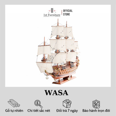 Mô hình thuyền cổ WASA cao cấp, mô hình thuyền gỗ tự nhiên sang trọng lắp ráp sẵn 1st FURNITURE