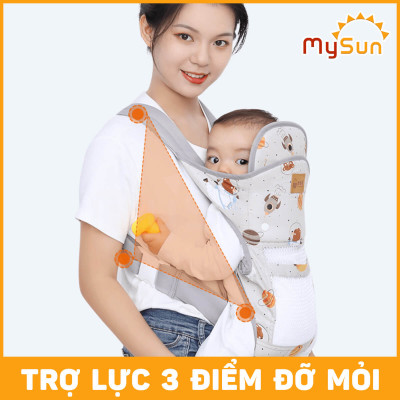 Điệu địu vải cho em bé sơ sinh 4 tư thế có đỡ cổ đa năng an toàn 1 2 3 4 5 6 12 tháng tuổi MySun